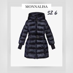 Monnalisa Girls Luxury navy blue girls Puffer Coat – Size 6